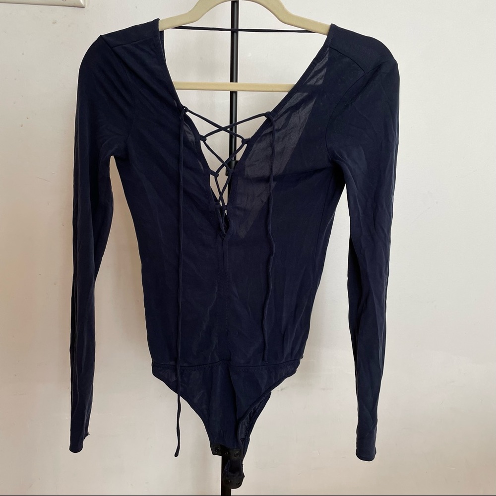 Zara blue tie up bodysuit